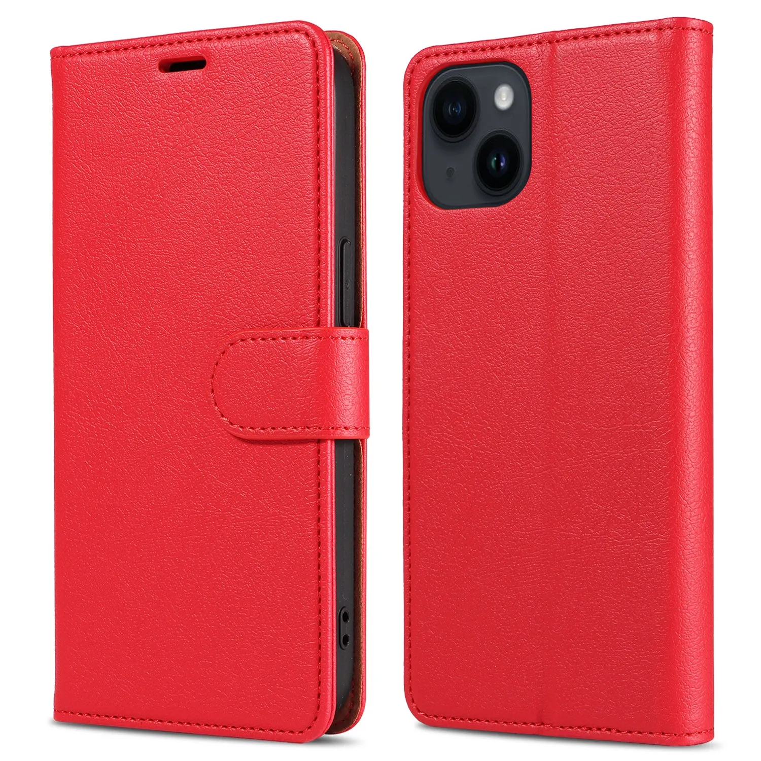 001 For iPhone 15 RFID Blocking Wallet Magnetic Closure Phone Case PU Leather Stand Cover