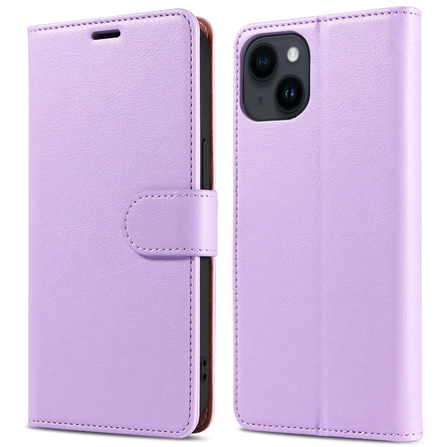 001 For iPhone 15 RFID Blocking Wallet Magnetic Closure Phone Case PU Leather Stand Cover