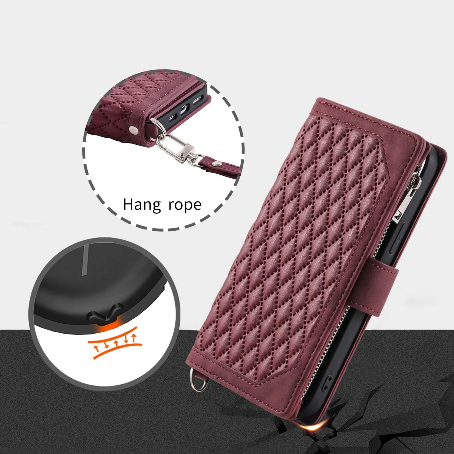 005 Style for Xiaomi Poco M3 Pro 4G / 5G / Redmi Note 10T 5G / Note 10 5G Rhombus Texture Wallet Stand Leather Phone Case with Zipper Pocket and Wrist Strap