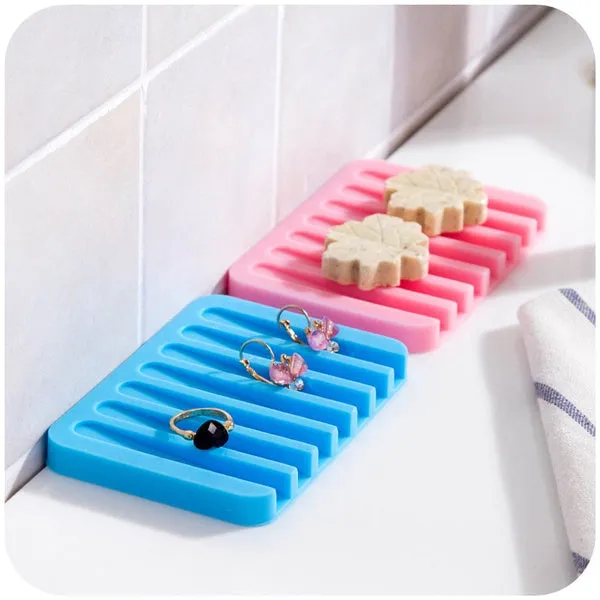 0810 Silicone Soap Holder Soap Dish Stand Saver Tray Case for Shower