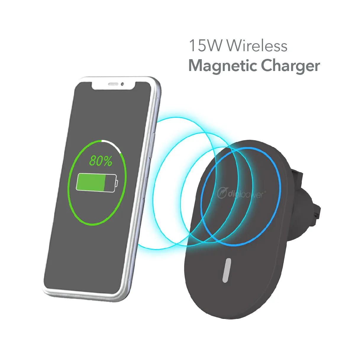 15W Magnetic Car Mount   Wireless Charger