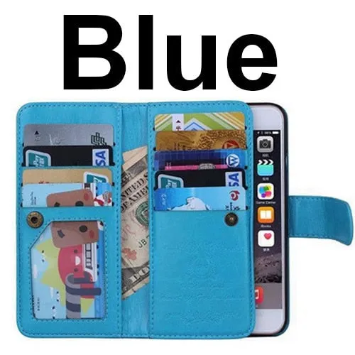 2 in 1 Combo Wallet Leather Flip Case For iPhone