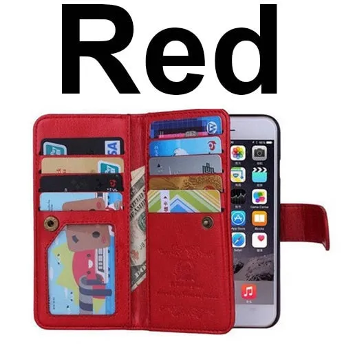 2 in 1 Combo Wallet Leather Flip Case For iPhone