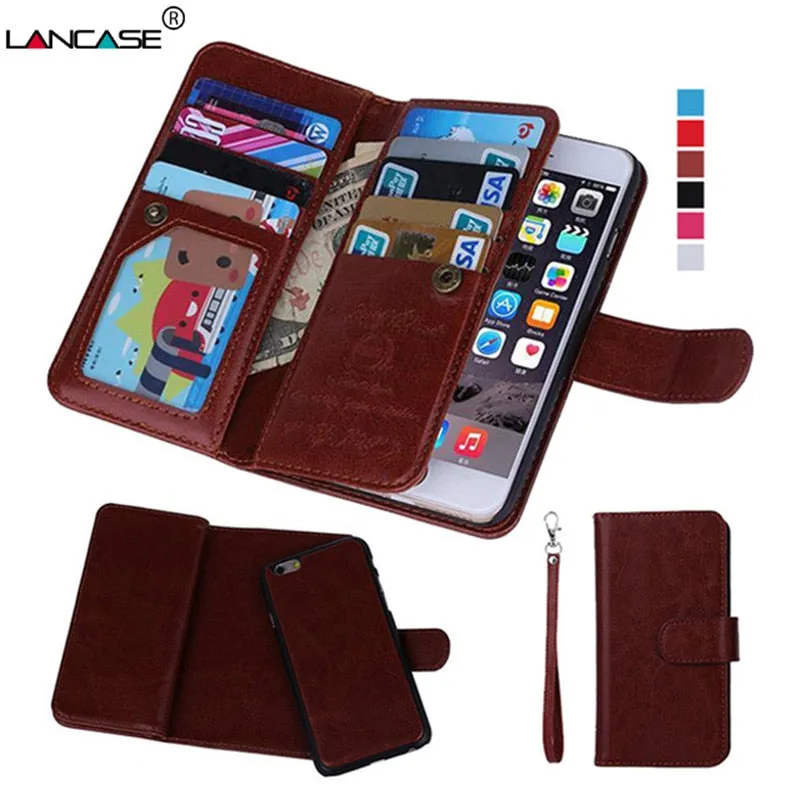 2 in 1 Combo Wallet Leather Flip Case For iPhone