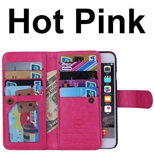 2 in 1 Combo Wallet Leather Flip Case For iPhone