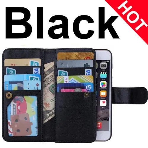 2 in 1 Combo Wallet Leather Flip Case For iPhone