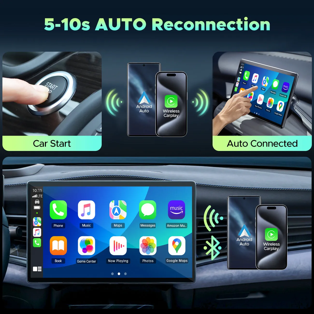 2-in-1 Wireless CarPlay & Android Auto Adapter: Plug & Play for 2016  Cars