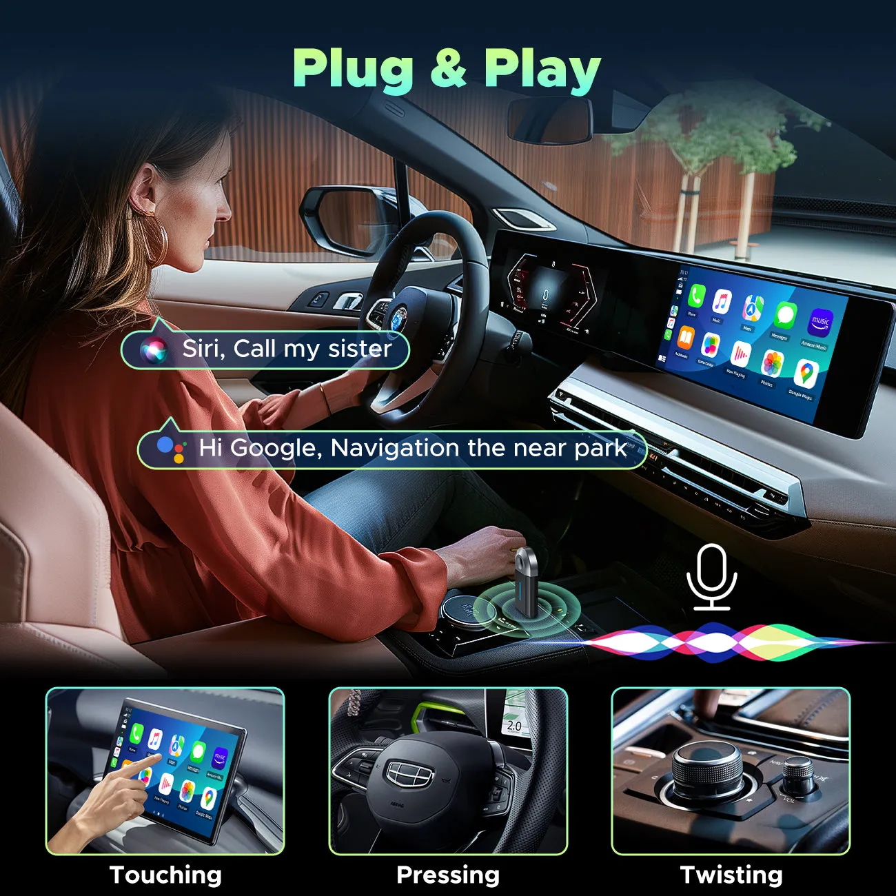 2-in-1 Wireless CarPlay & Android Auto Adapter: Plug & Play for 2016  Cars