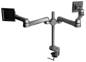 2 LCD Flat Panel Monitor Holder with Vesa Plate & Table Clamp - Black