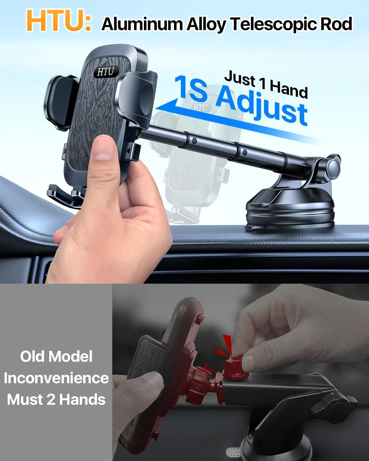 2024 BEST Car Phone Holder 【80LBS Strongest Suction】 Rotatable Universal Mobile Phone Mount Dashboard Windscreen Van Cradle for iPhone 16 Pro Max 15 14 13 Samsung【Patent & Safety Certs】,Black