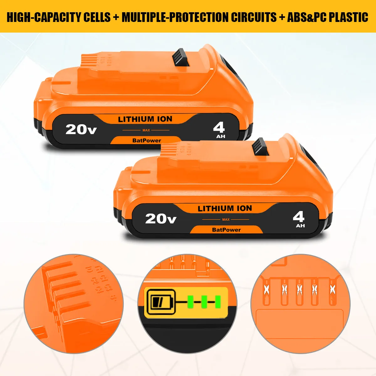 20V MAX Compact Battery 4.0Ah DCB203 for Dewalt 20V Max Battery 2.0Ah DCB203-2 3.0Ah DCB230-2 4.0Ah DCB240-2 Dewalt 20V Compact Battery 2Ah 3Ah 4Ah