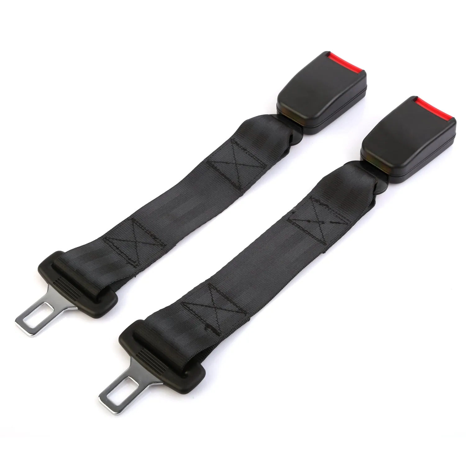 2Pcs Car Seat Belt Extender 14.37in Buckle Tongue Webbing Extension Safety Belt Auto Belt Clip Lengthening