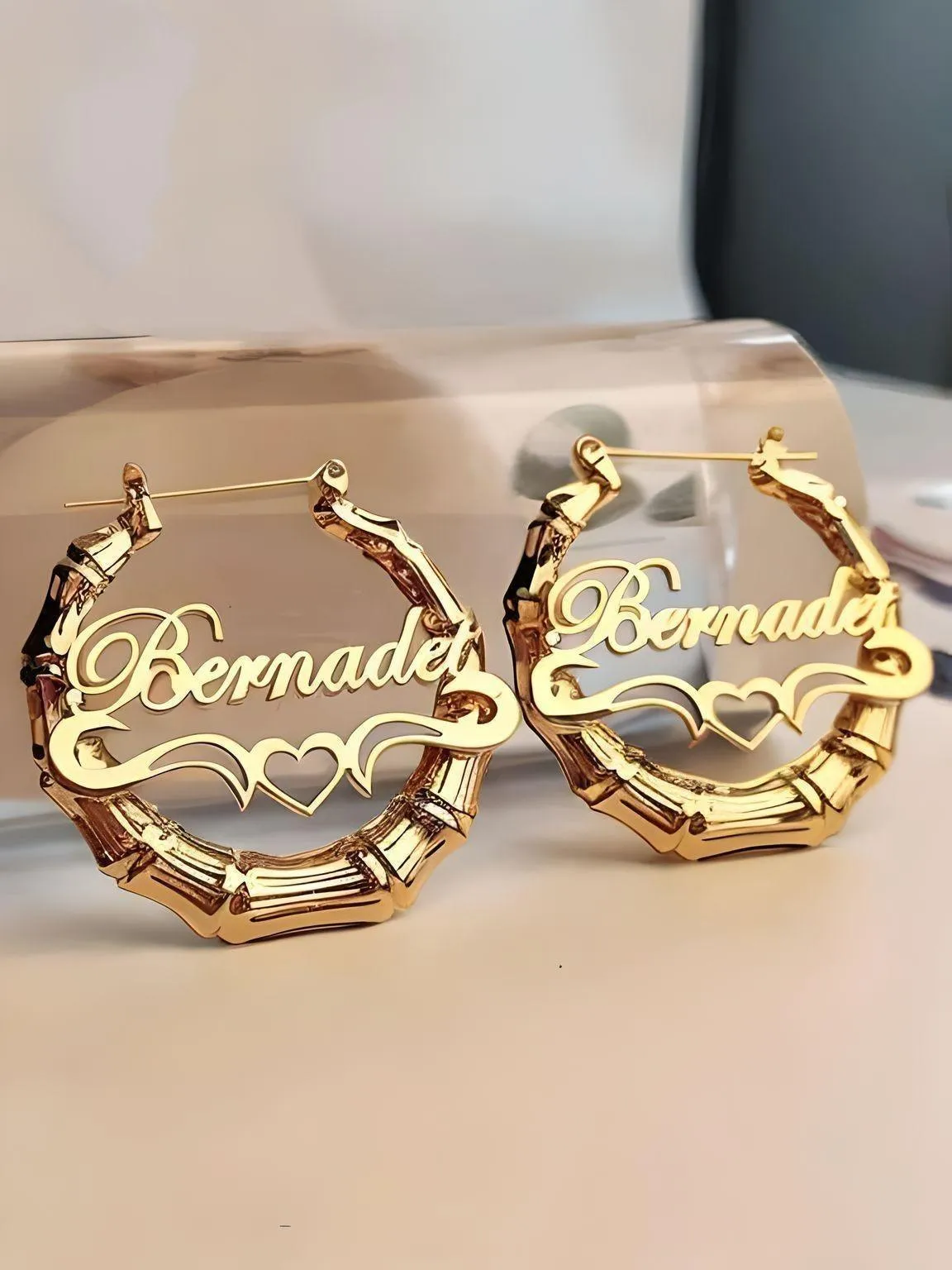 30mm-100mm Customized Name Bamboo Earrings