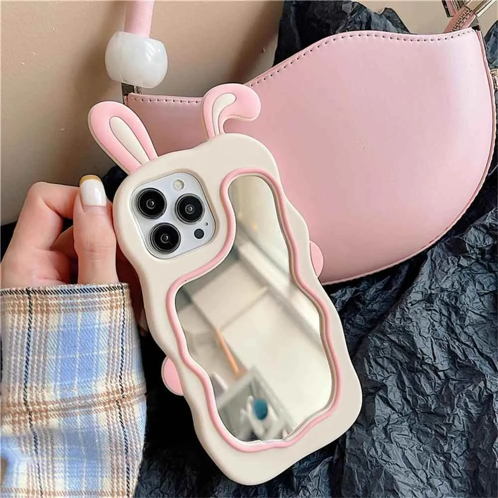 3D Rabbit Ear - Mirror Cover - Cute Phone Cases For iPhone 15, 14, 13, 11, 12 Pro Max, XS, XR, X, 7, 8 Plus