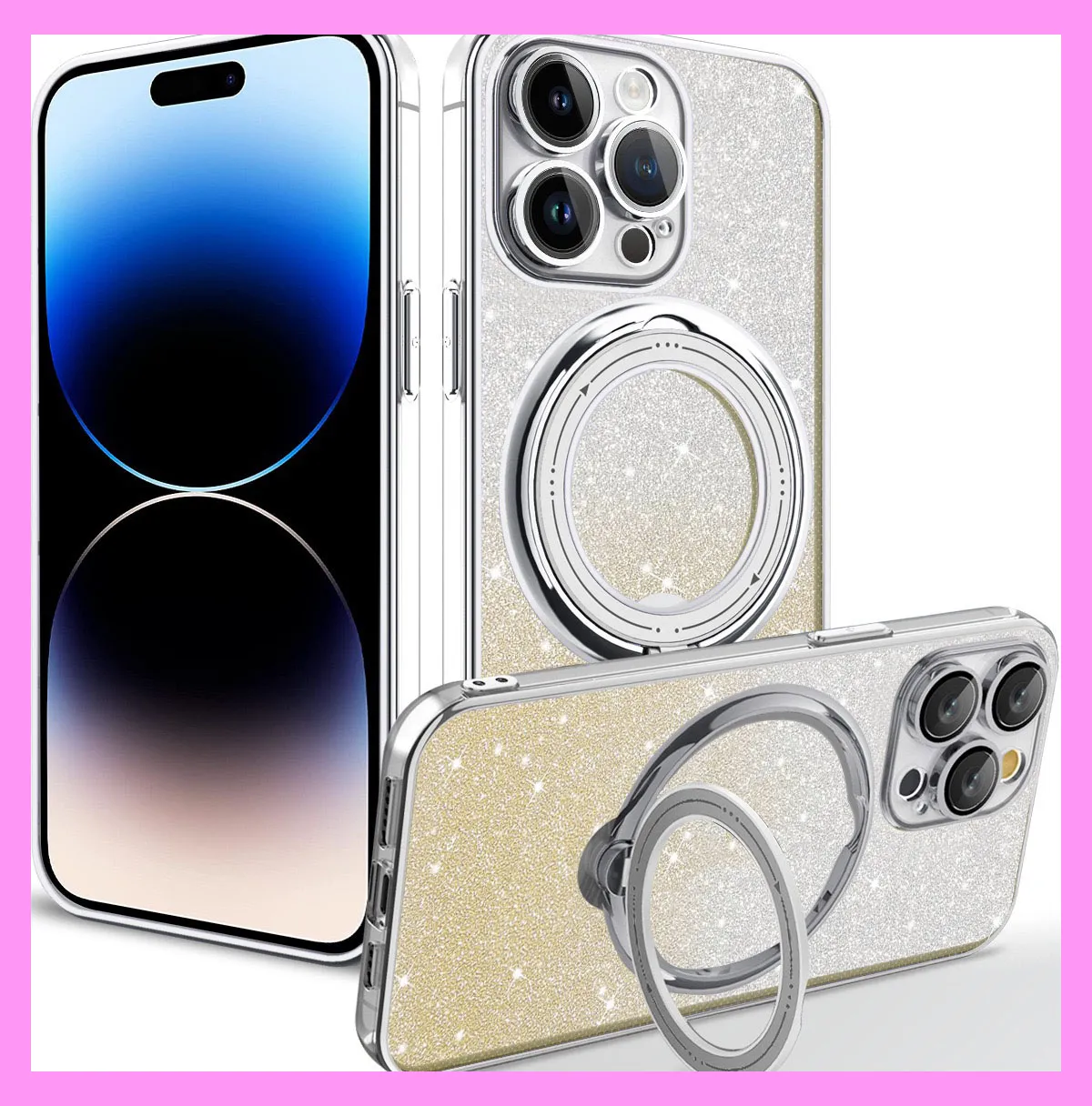 【9-03#】360-Degree Rotating Stand, Magnetic, Shockproof iPhone Case