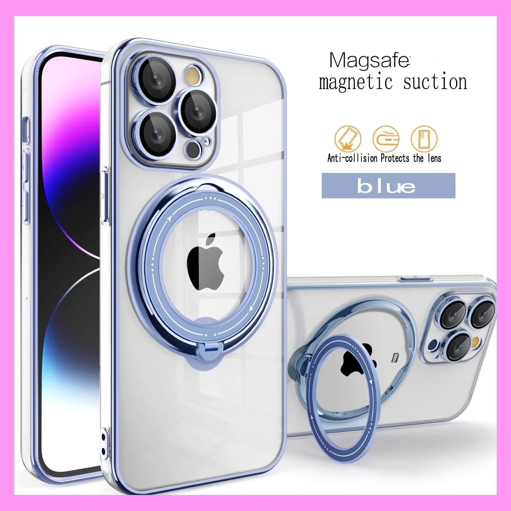 【9-03#】360-Degree Rotating Stand, Magnetic, Shockproof iPhone Case