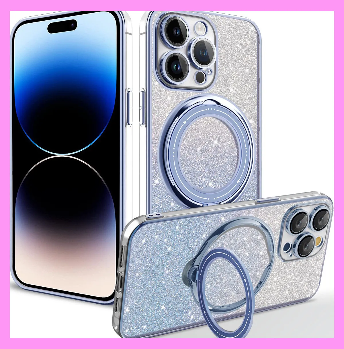 【9-03#】360-Degree Rotating Stand, Magnetic, Shockproof iPhone Case