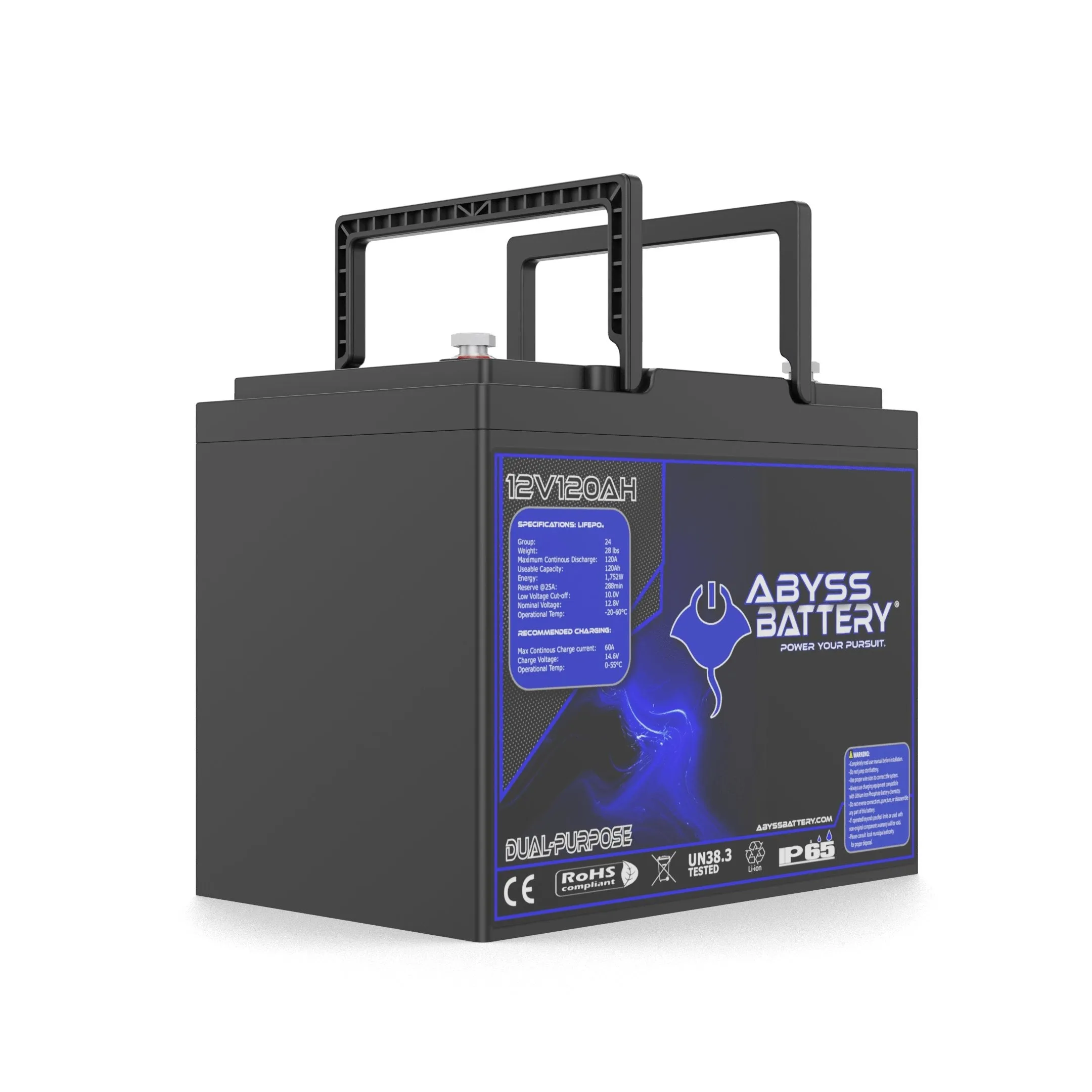 Abyss Battery® 12V 120Ah Group 24 Dual-Purpose Marine Lithium Battery