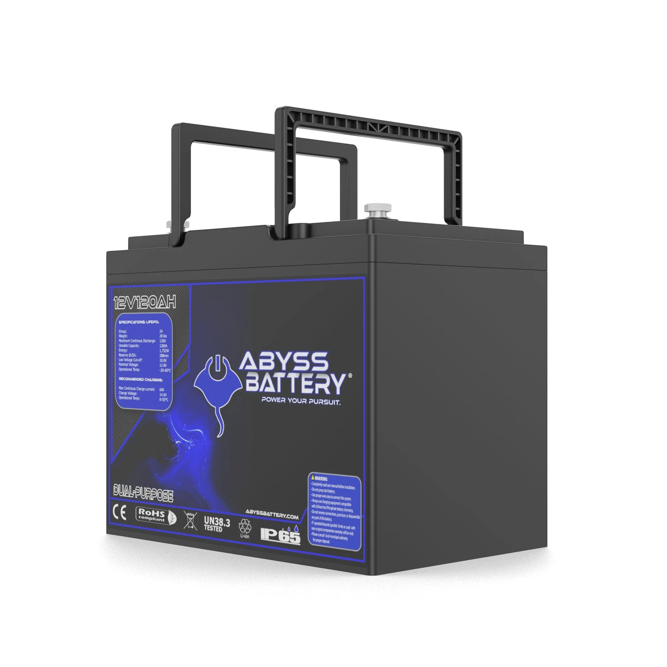 Abyss Battery® 12V 120Ah Group 24 Dual-Purpose Marine Lithium Battery