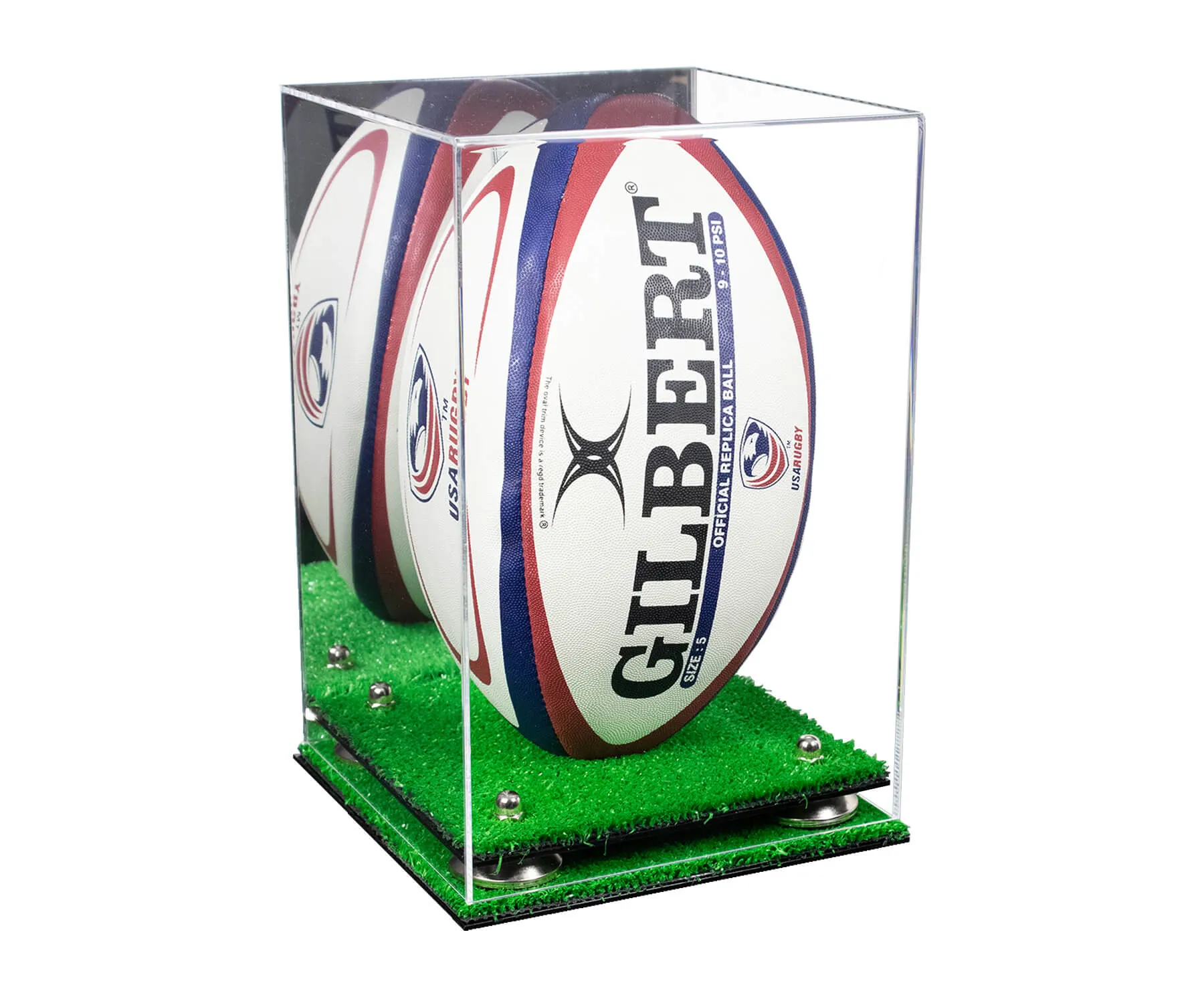 Acrylic Rugby Ball Display Case Vertical - Mirror No Wall Mount (A060/B42)