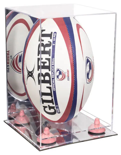 Acrylic Rugby Ball Display Case Vertical - Mirror No Wall Mount (A060/B42)