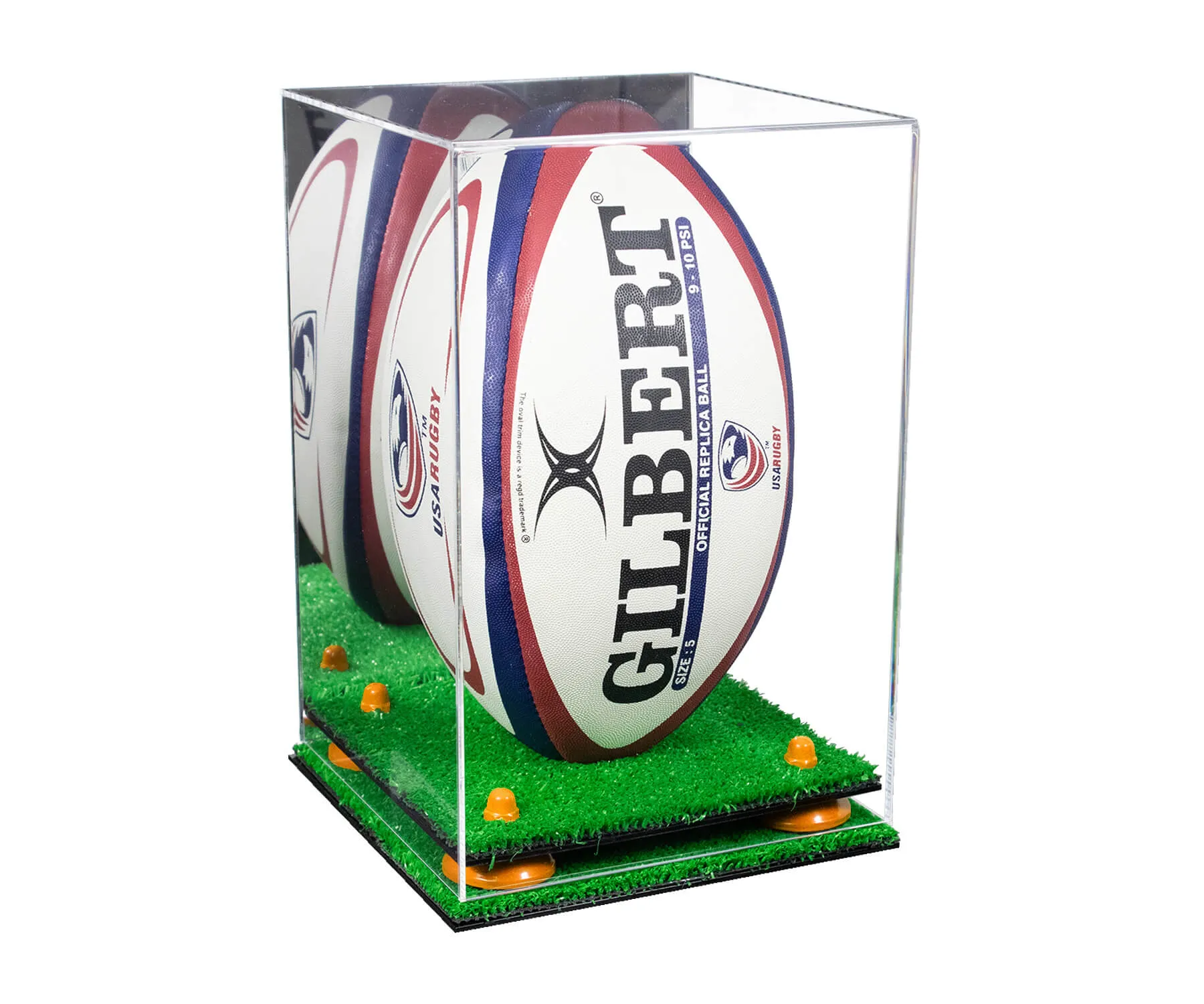 Acrylic Rugby Ball Display Case Vertical - Mirror No Wall Mount (A060/B42)