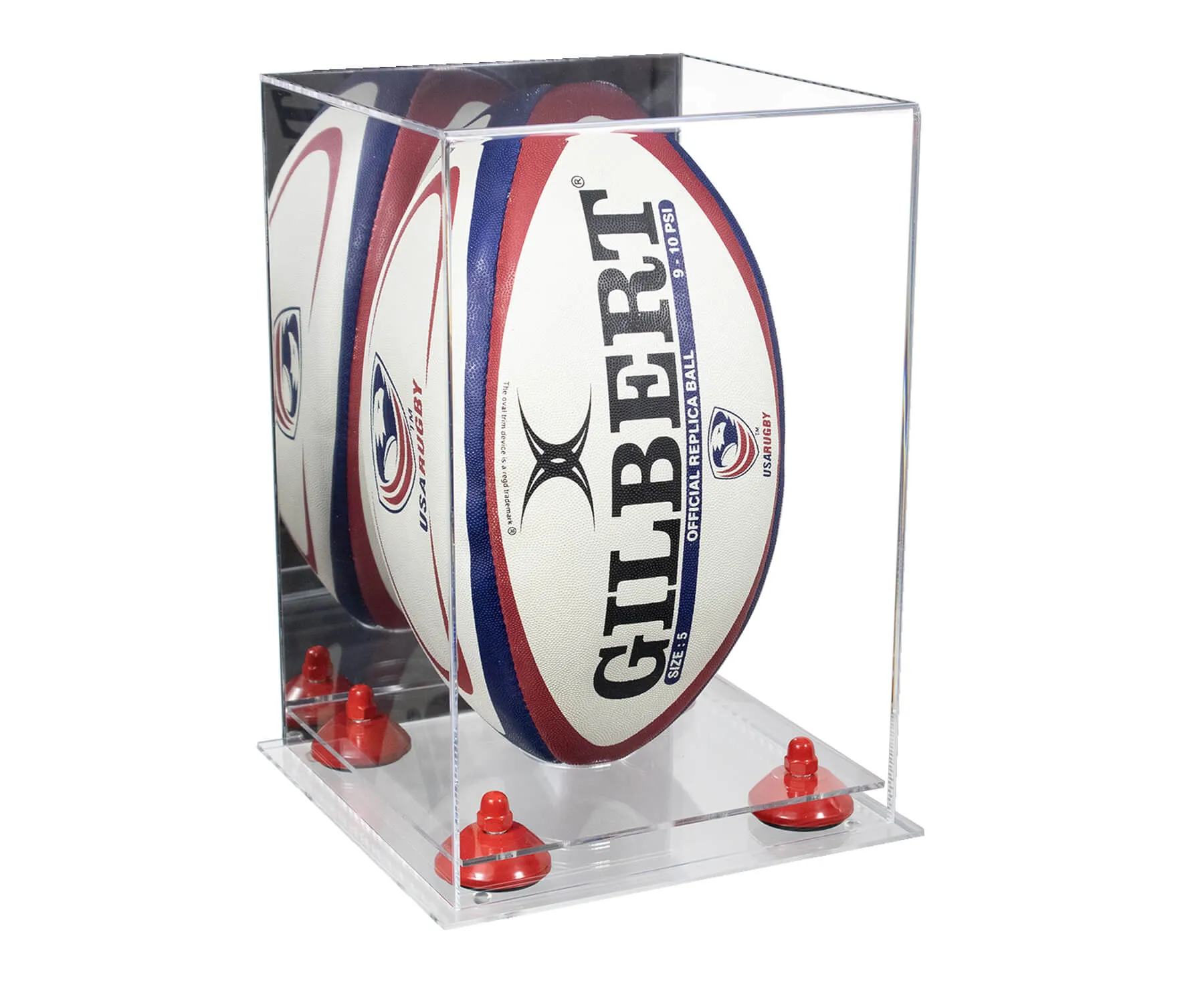 Acrylic Rugby Ball Display Case Vertical - Mirror No Wall Mount (A060/B42)