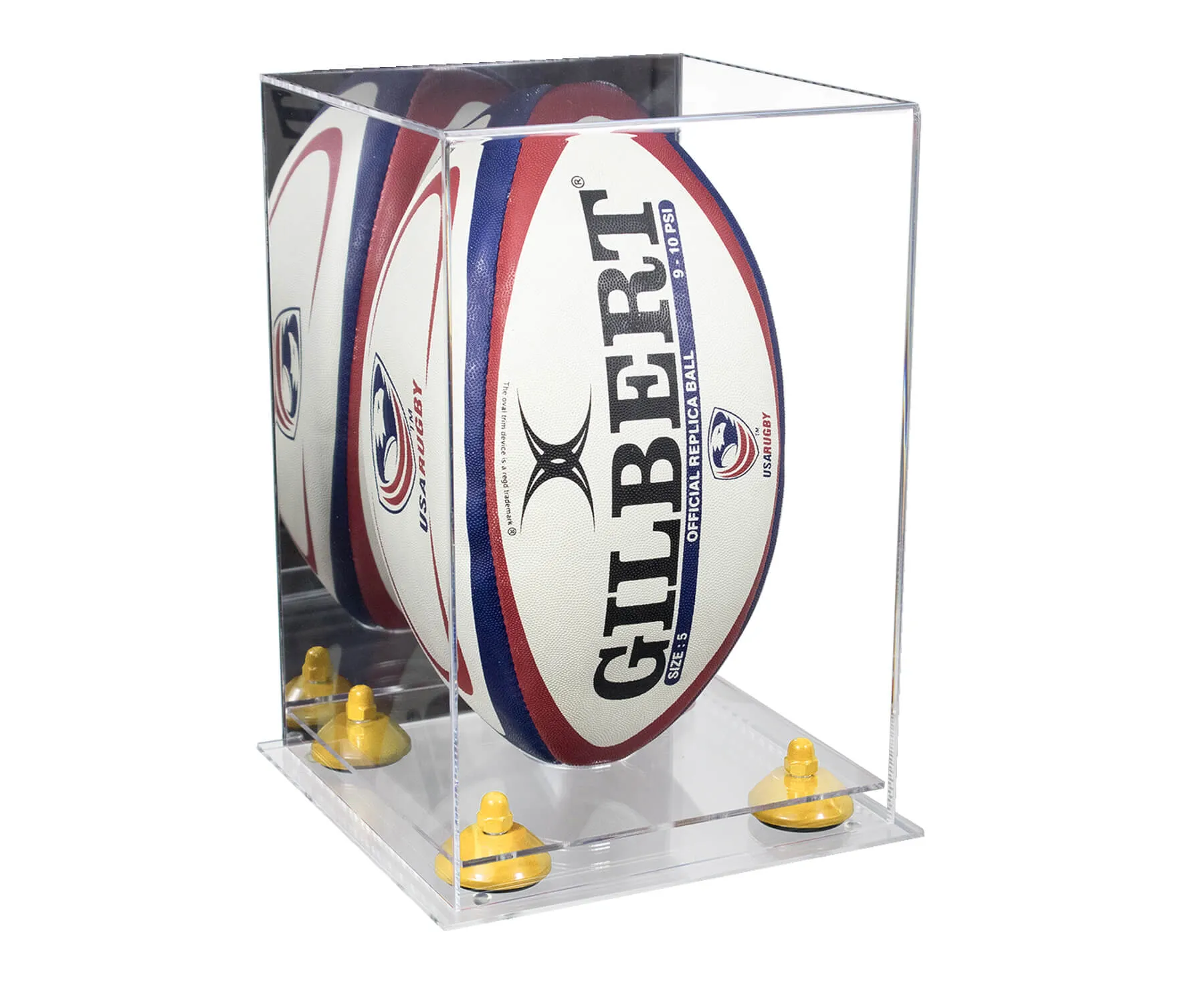 Acrylic Rugby Ball Display Case Vertical - Mirror No Wall Mount (A060/B42)