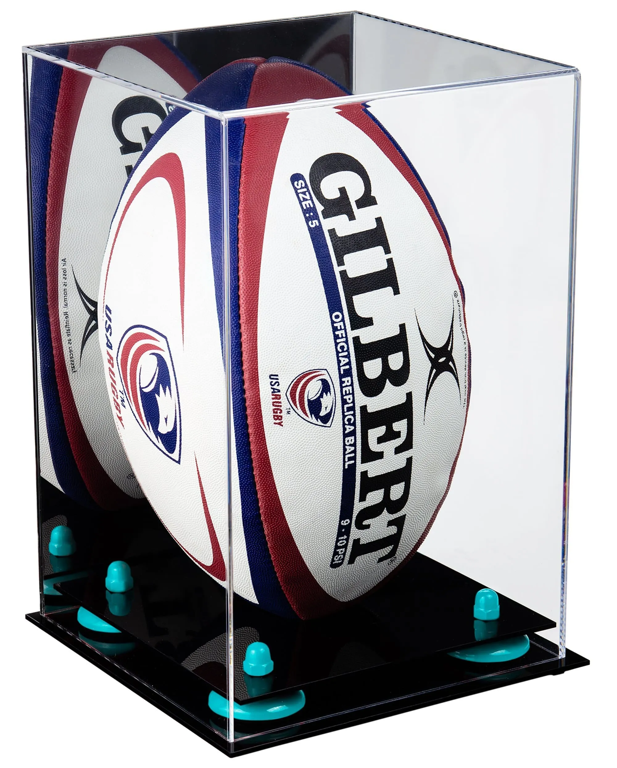 Acrylic Rugby Ball Display Case Vertical - Mirror No Wall Mount (A060/B42)