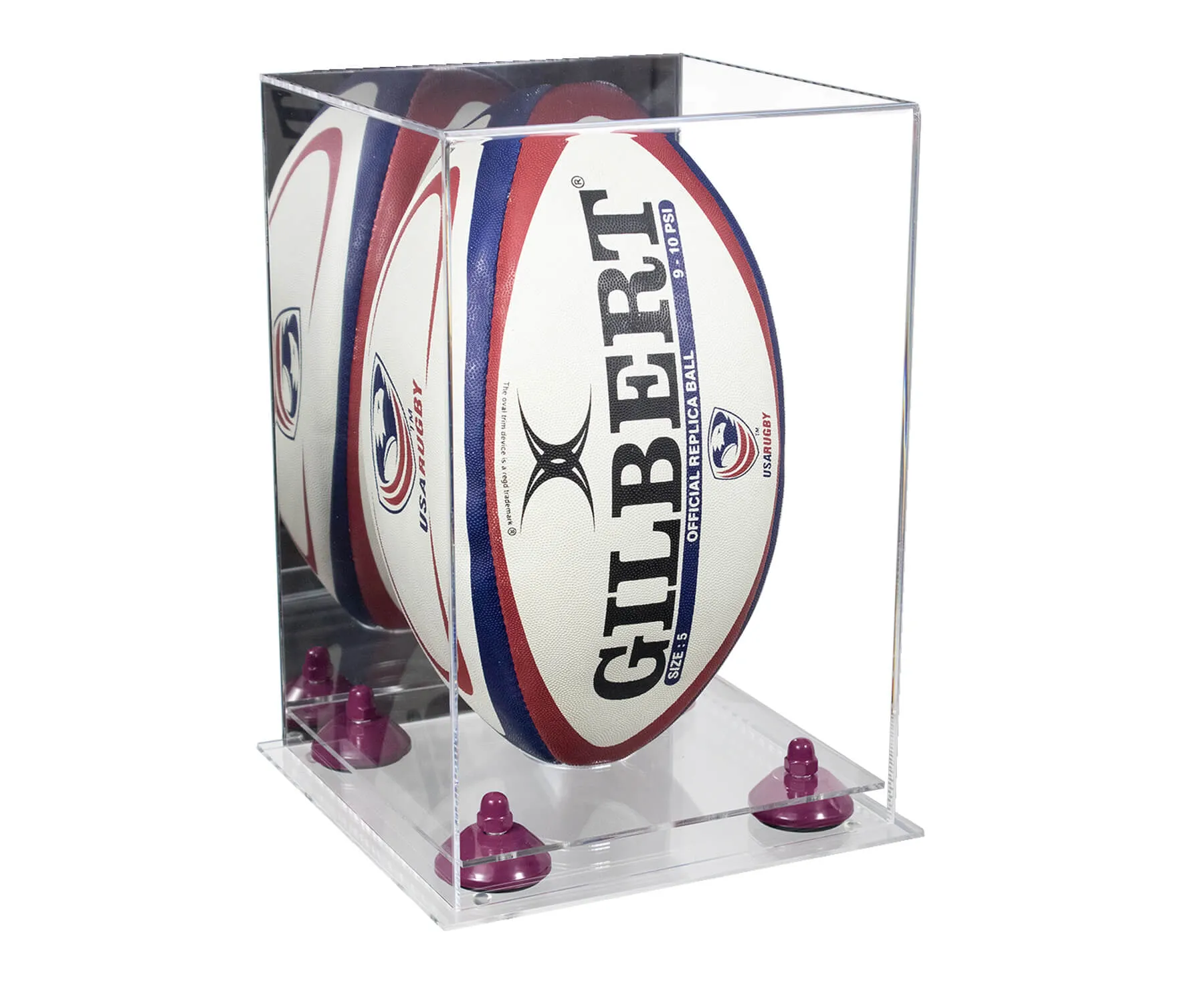 Acrylic Rugby Ball Display Case Vertical - Mirror No Wall Mount (A060/B42)