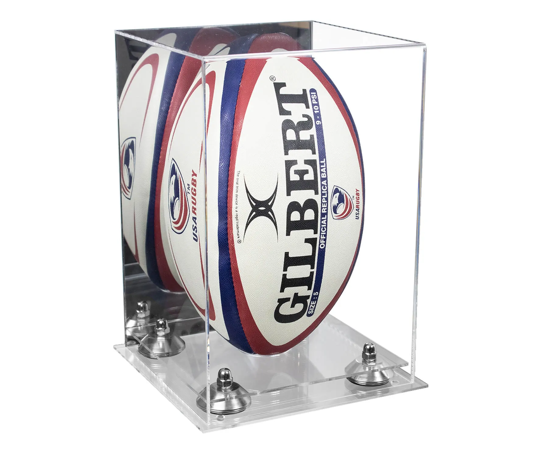 Acrylic Rugby Ball Display Case Vertical - Mirror No Wall Mount (A060/B42)