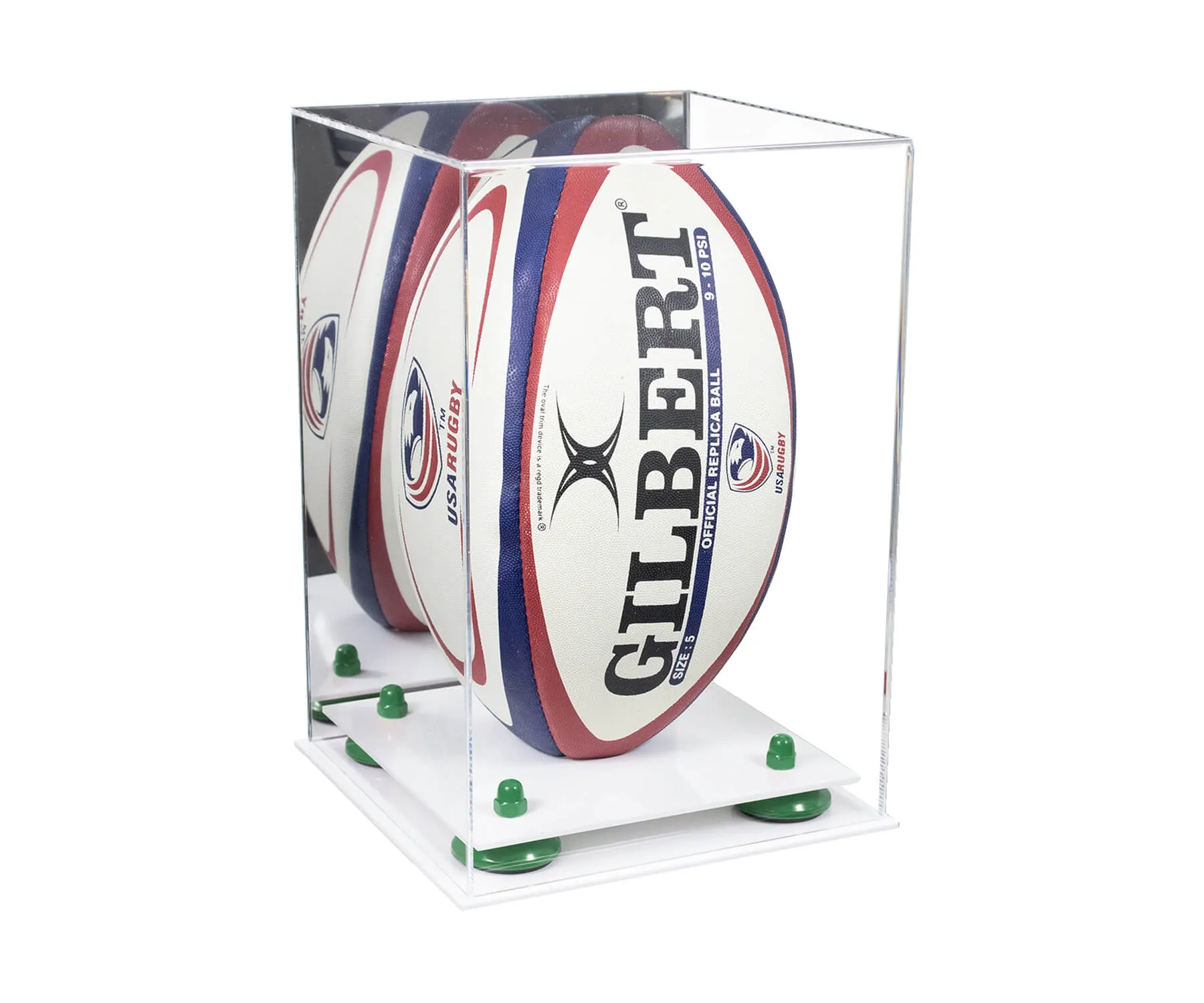 Acrylic Rugby Ball Display Case Vertical - Mirror No Wall Mount (A060/B42)