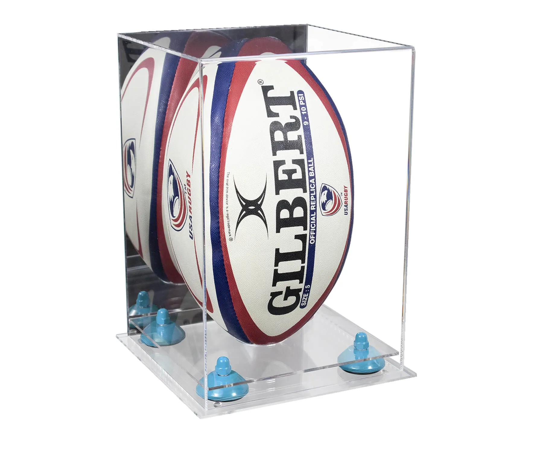 Acrylic Rugby Ball Display Case Vertical - Mirror No Wall Mount (A060/B42)