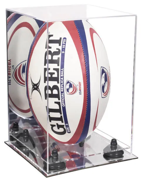 Acrylic Rugby Ball Display Case Vertical - Mirror No Wall Mount (A060/B42)