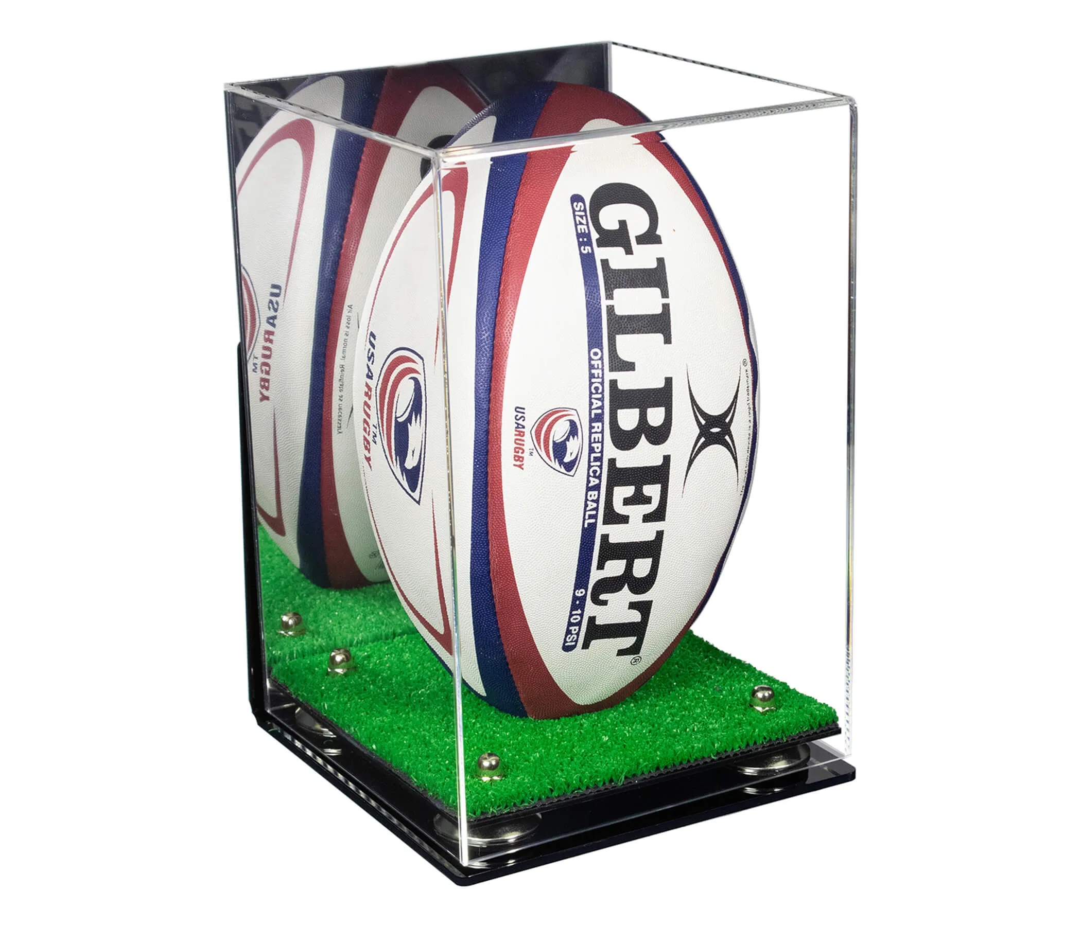 Acrylic Rugby Ball Display Case Vertical - Mirror No Wall Mount (A060/B42)