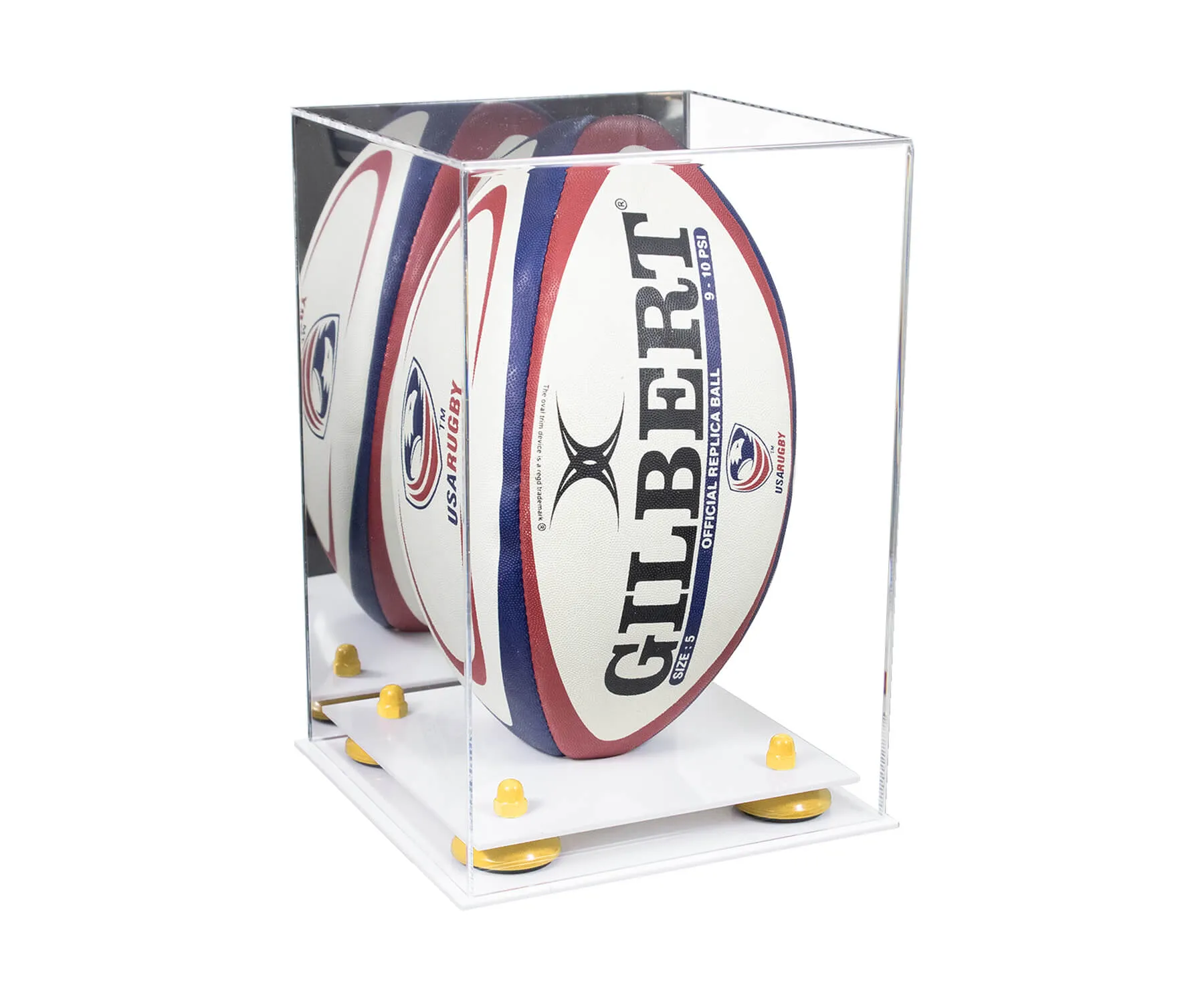 Acrylic Rugby Ball Display Case Vertical - Mirror No Wall Mount (A060/B42)