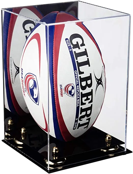 Acrylic Rugby Ball Display Case Vertical - Mirror No Wall Mount (A060/B42)