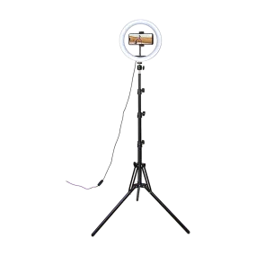 Adjustable LED Ring Light Set with USB, Stand, Holder - Black