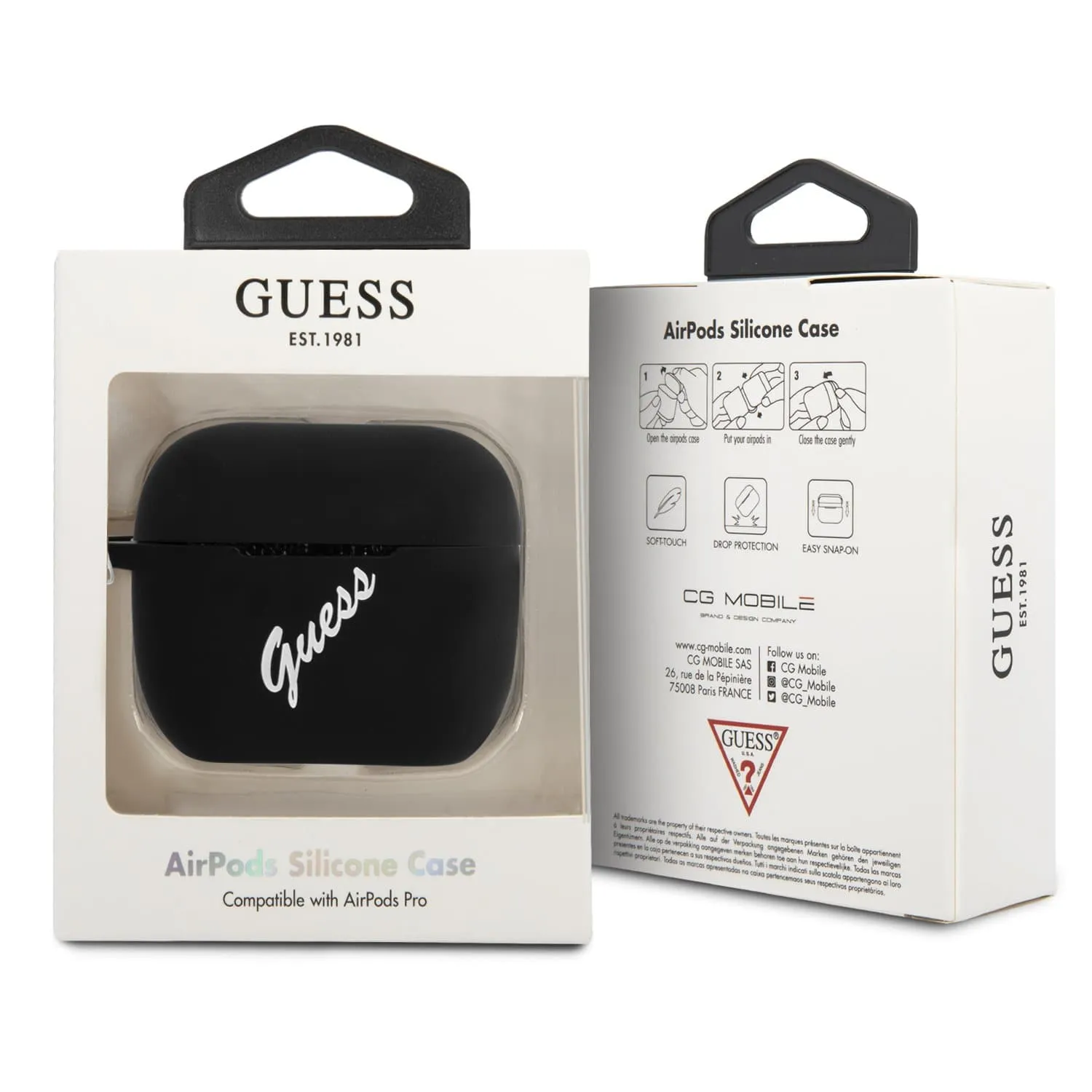 Airpods Pro - Silicone Black Vintage Logo - Guess