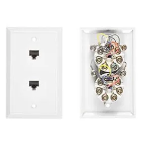 Allen Tel AT217-6-15 Phone Wall Jack, 6-Conductor, Flush Mount Duplex, White