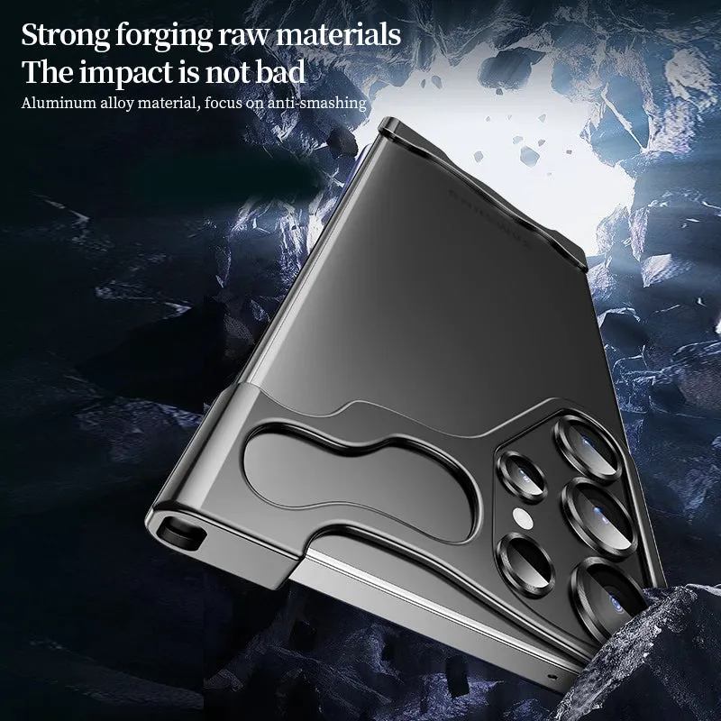 Aluminum Alloy Bumper Metal Corner Pad Phone Case  With Lens Film For Samsung S24 S23