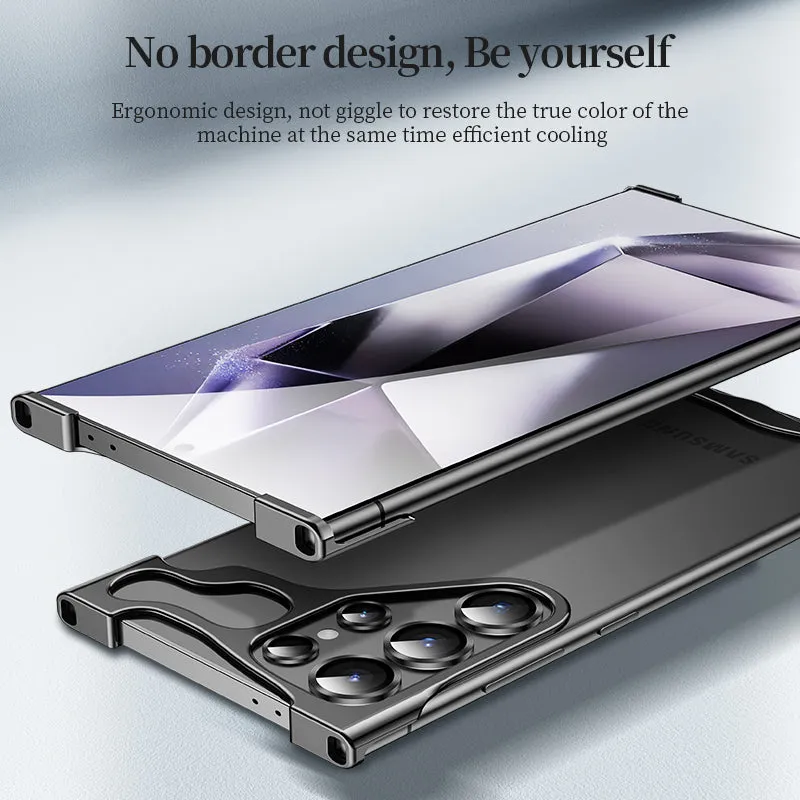 Aluminum Alloy Bumper Metal Corner Pad Phone Case  With Lens Film For Samsung S24 S23