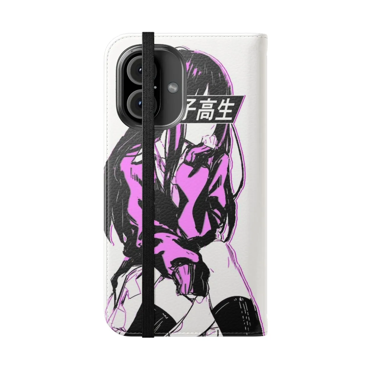 Anime Aesthetic Flip Phone Case - Pink Schoolgirl Style