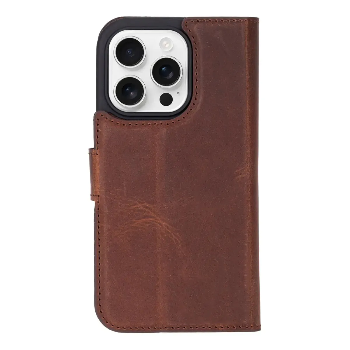 Antic Brown Leather iPhone 16 Pro Wallet Case