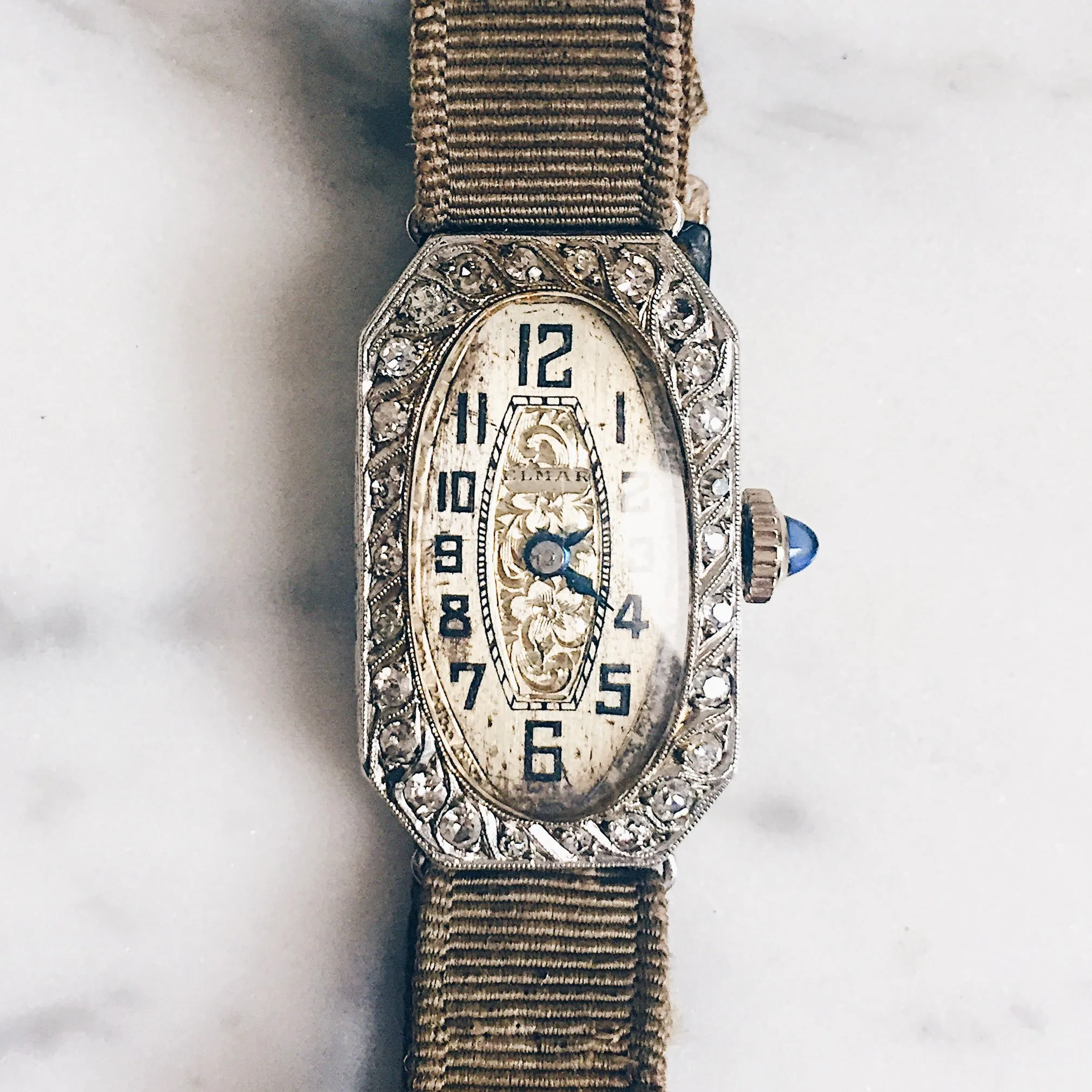 Antique Art Deco Elmar Platinum & Diamonds Watch