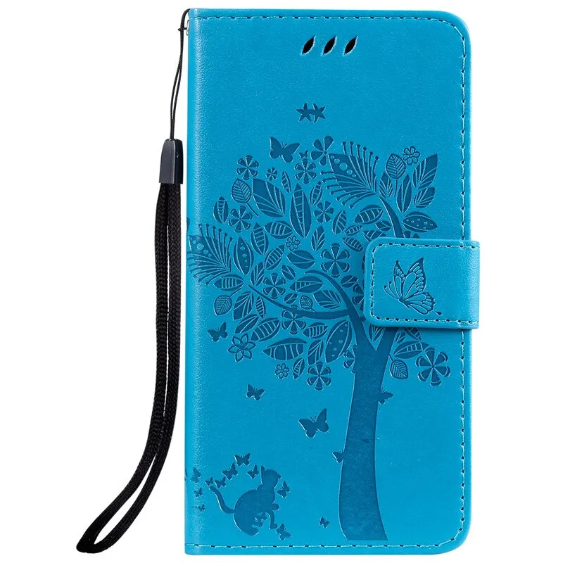 Anymob Huawei Phone Case Sky Blue Tree Print Flip Leather Wallet Phone Cover