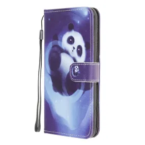 Anymob iPhone Case Purple Panda Leather Flip Wallet Cartoon Stand Phone Cases Cover