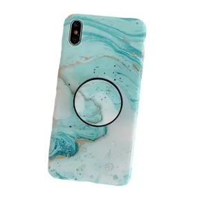 Anymob iPhone Ocean Green Holder Stand Case Back Cover Marble Art Silicone Phone Cover