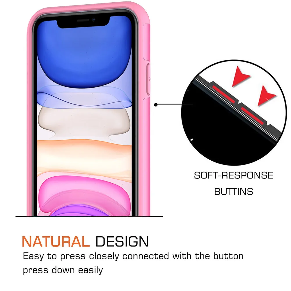 Apple iPhone 11 Case, Glitter Bling Heavy Duty Shock Proof Hybrid Case with [HD Screen Protector] Dual Layer Protective Phone Case Cover for Apple iPhone 11 - Hot Pink