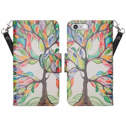 Apple iPhone 6s / 6 Case, Wrist Strap Pu Leather Wallet Case with ID & Card Slots for Iphone 6S/6 - Colorful Tree